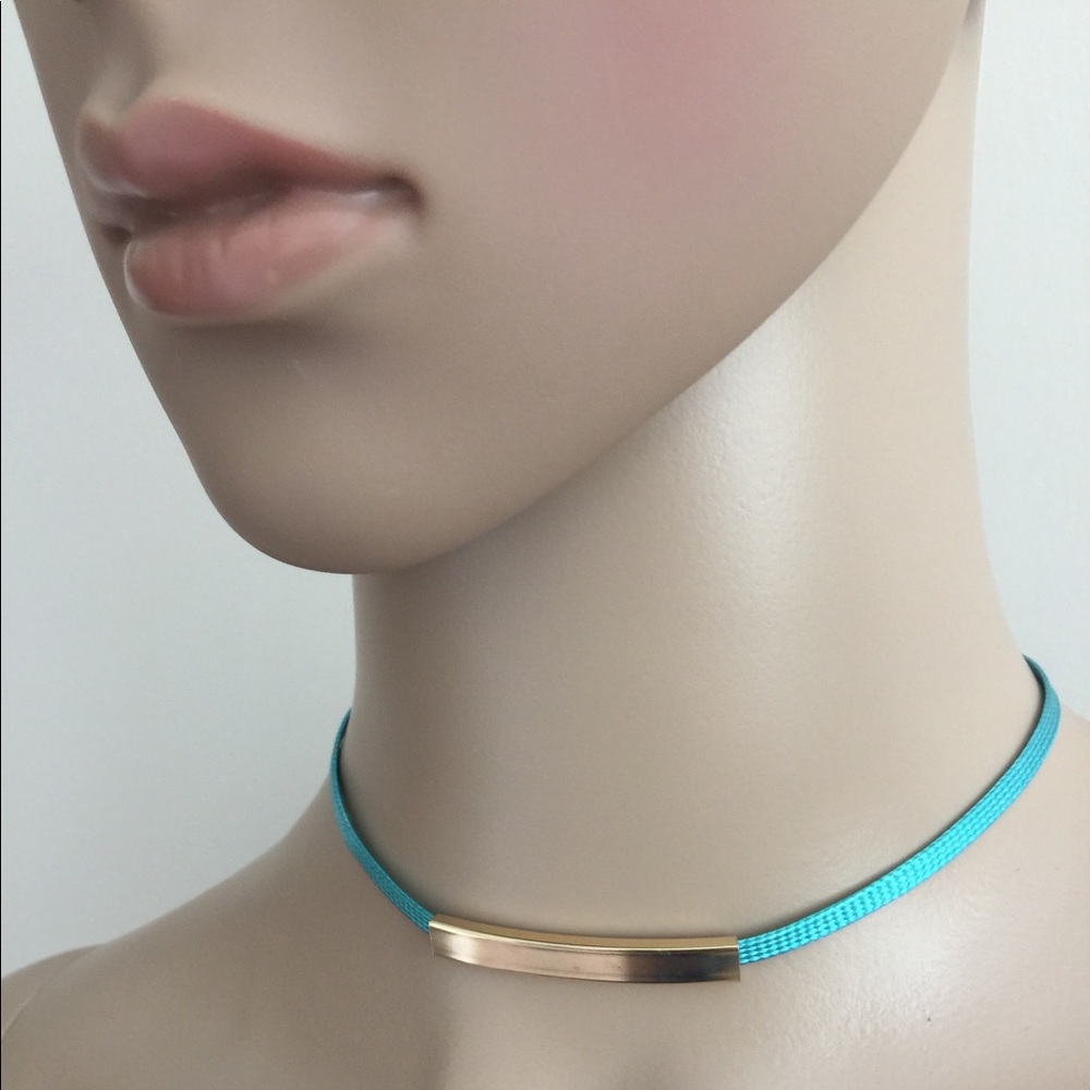 Blue choker necklace